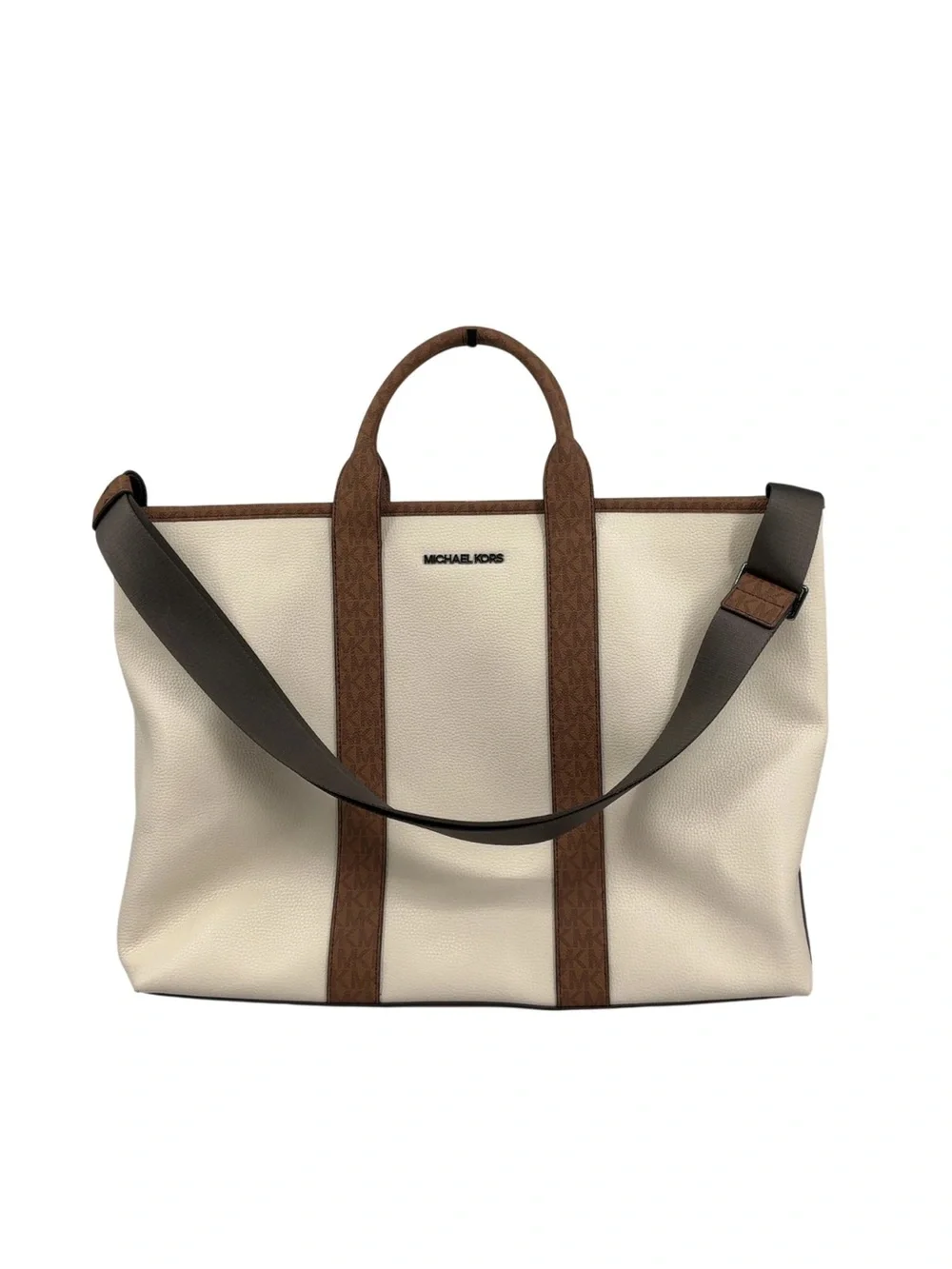 MK Leather Two-Tone Brown and Cream Men's Duffel Bag